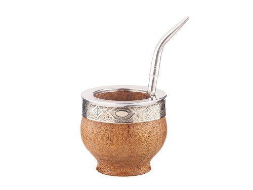 Mate Imperial Algarrobo Fleje De Alpaca + Bombilla Pico Loro Inox