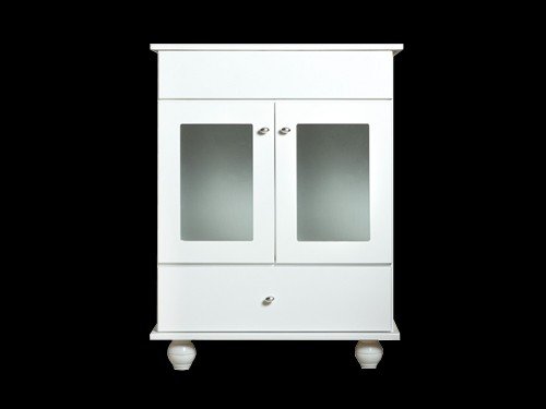 Vanitory mdf blanco 2 puertas vidriadas 1 cajon 60 con marmolina