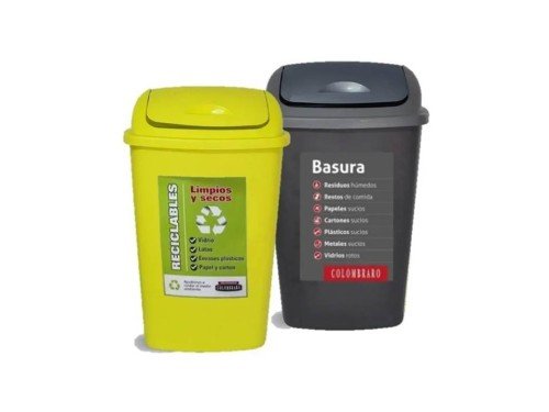 2 Tachos De Residuos/ Basura 25 Lts Tapa rebatible Colombraro