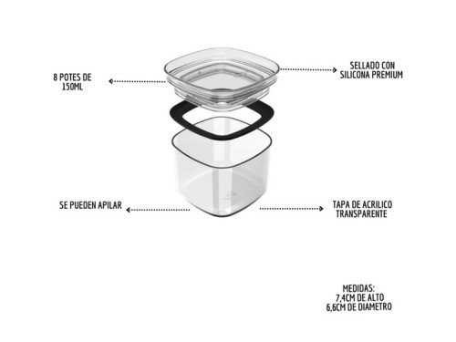 Conjunto de 9 Organizadores Especieros 0,150ml Ou Acrilico Transparent