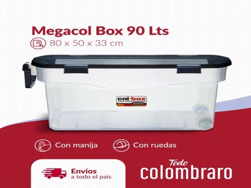 Caja Plástica Megacol Box X 90 Lts Con Ruedas Y Manija Colombraro