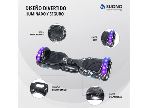 Patineta Scooter Eléctrica Luz Led Parlante Hoverboard Suono Snve-1000