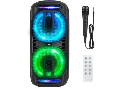 Parlante 8"x2 Bluetooth Portátil Micrófono Rgb Karaoke Radio FM Suono