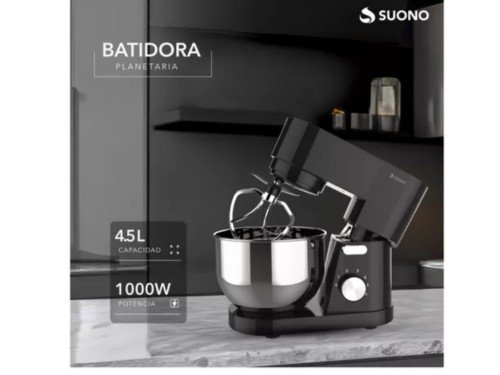 Batidora Planetaria Suono Amasadora 4.5 L 3 En 1 1000w 6 Velocidades