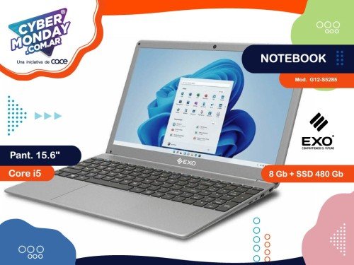 Notebook G12-S5285 Pant.15.6", Core i5, 8+SSD 480Gb, 12va Gen. EXO