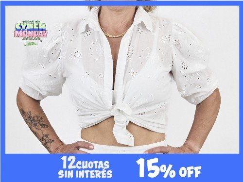 Camisa Globo Broderie. Disponible hasta talle 6. 15%OFF EVA MILLER.