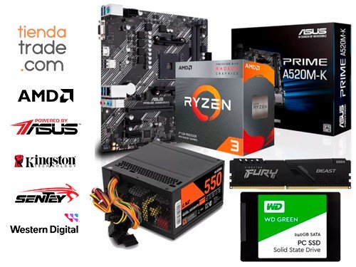 Combo Actualización AMD Ryzen 3 Mother Micro Memoria Ram Disco Ssd