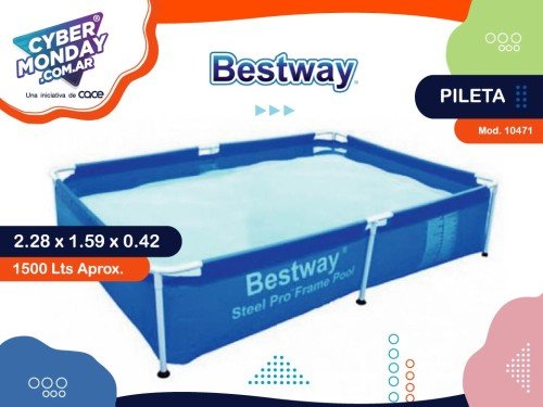 Pileta Mod.10471, Cap: 1500 Lts, medidas: 228x159x42 Bestway Steel Pro