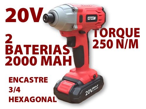 Atornillador de Impacto Profesional 1/4" Cargador y 2 Baterías Equus