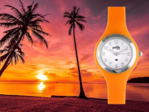 Reloj Paddle Watch Mujer Niños Analogo Naranja