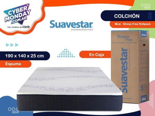 Colchón en caja, Stress Free Rollpack, 190x140x25, espuma  Suavestar