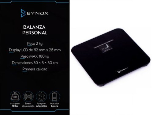 Balanza de Baño Digital Vidrio Bynox c/Display 180Kg CI-BZPRSD-NE