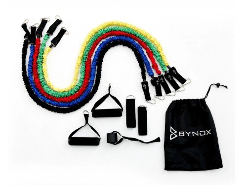 Kit Entrenamiento Bynox Fitness 5 Bandas Elásticas 9 Piezas