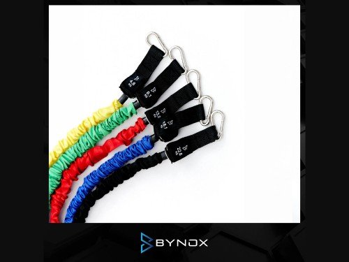 Kit Entrenamiento Bynox Fitness 5 Bandas Elásticas 9 Piezas