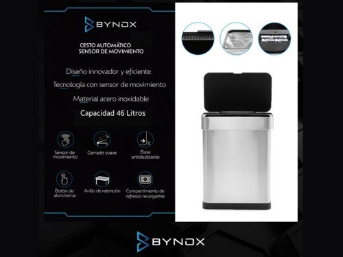 Cesto de Basura Bynox 46Lts con sensor de movimiento CI-CESTBS-60