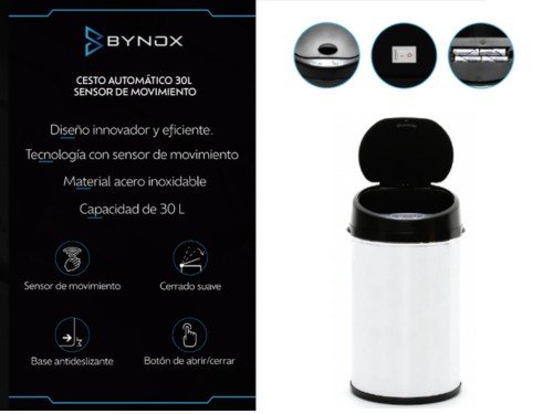 Cesto de Basura Bynox 30Lts con sensor de movimiento CI-CESTBS-30