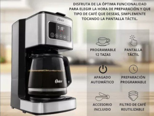 Cafetera Programable Oster De 12 Tazas Con Pantalla Táctil