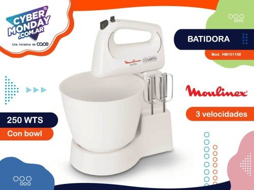 Batidora Mod. HM151158, Pot.250 W, 3 velocidades, con bowl, Moulinex