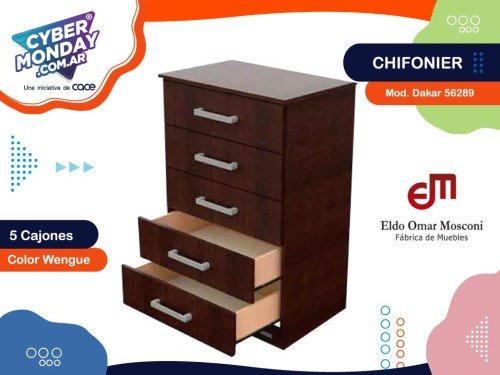 Chifonier Mod. Dakar 56289, 5 Cajones, color Wengue, Mosconi