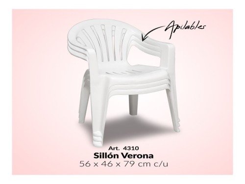 Silla Plastica Linea Verona Grande X 6 Unidades Colombraro