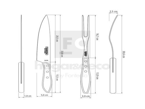 Set Parrillero Tramontina Cuchillo Y Tenedor Trinchante 2 Pz