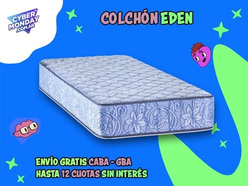 Colchón Edén Espuma Densidad 26 kg Tela Jackard 1 Plaza 190x080x23