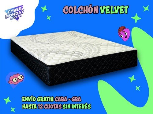 Colchón Velvet Esp. Alta Dens. 45 Kg Tejido de Punto 2 Plazas 190x140