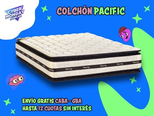 Colchón Pacific Resortes Bicónicos Pillow Top 2 Plazas 190x140x30