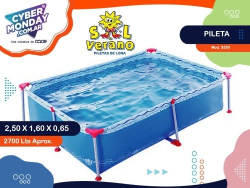 Pileta Mod.S 250, medidas: 2,50X1,60X0,65, Cap. 2700Lts, Sol de Verano