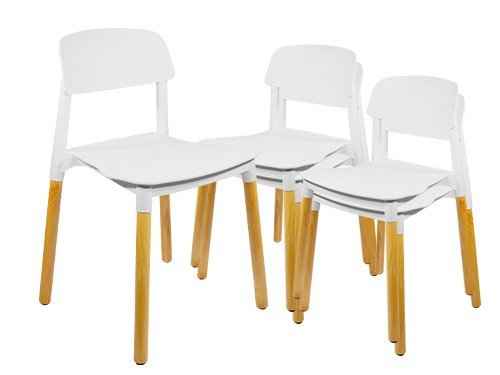 Set x4 Sillas Plásticas Patas de Madera Nórdicas Novara Milan Quality