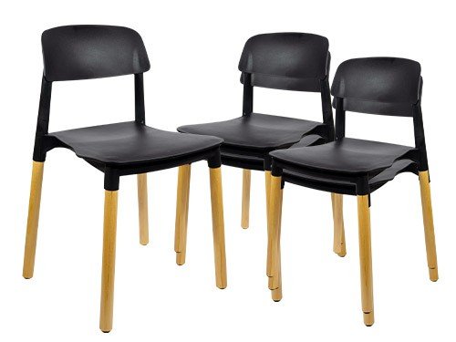 Set x4 Sillas Plásticas Patas de Madera Nórdicas Novara Milan Quality