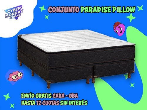 Conj Paradise Pillow Esp. Alta Dens.35Kg Tejido de Punto Queen 200x160