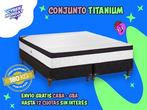 Conjunto Titanium Espuma Alta Dens. 60kg tejido de punto Queen 200x160