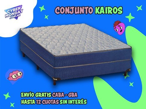 Conjunto Kairos Resortes Pocket Tela Jackard 2 Plazas 190x140x58