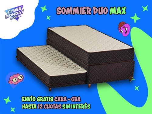 Sommier Doble Dúo Max Alta Dens C/Cama Carro Extraible 200x090+190x080