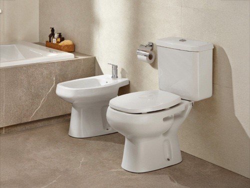 Juego completo roca monaco Inodoro deposito tapa madera y bidet