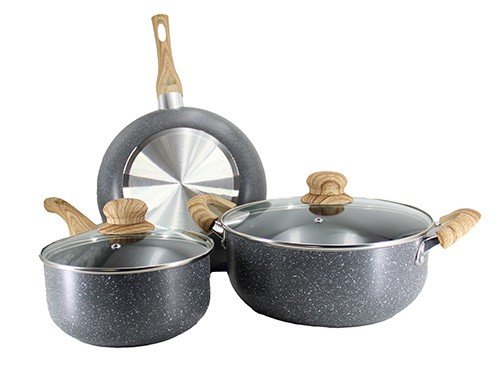 Set Bateria Ollas Fary Home Granito Cocina 5 Piezas Antiadherente