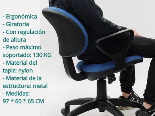 Silla Sillon Ejecutivo Pc Azul Escritorio Ruedas Respaldo Bajo