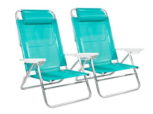 Set x2 Reposeras Playeras Summer c/Almohada 6 Posiciones Aluminio Mor