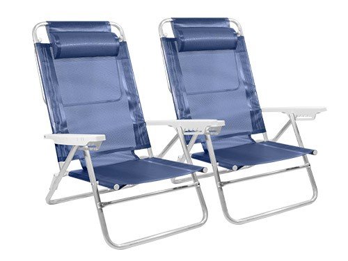 Set x2 Reposeras Playeras Summer c/Almohada 6 Posiciones Aluminio Mor