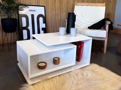 Mesa Ratona Moderna Centro Melamina Minimalista MR02 Blanco