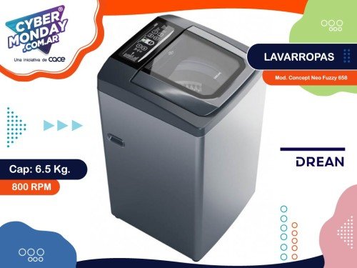 Lavarropas Mod. Concept Neo Fuzzy 658, Gris, Cap. 6.5 Kg, Drean