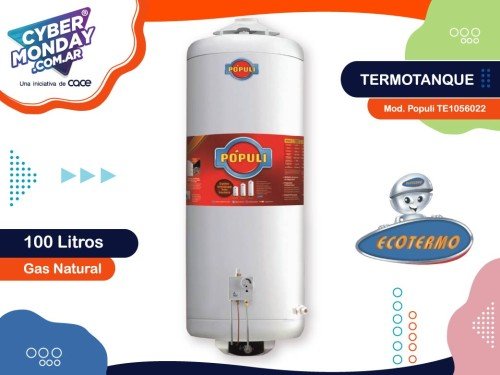 Termotanque Mod.TE1056022 Populi , Cap. 100Lts, Gas Natural, Ecotermo