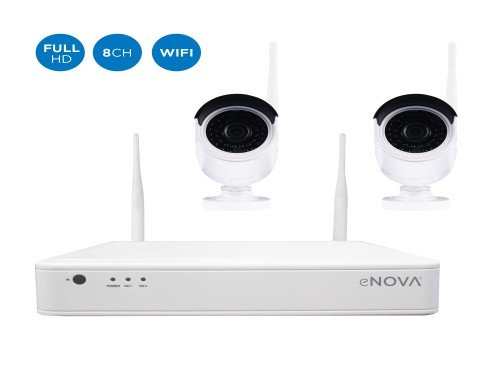 Combo camara seguridad eNova wifi NVR 8CH + 2 CAM 1080p + 1TB