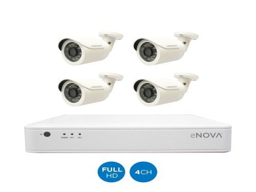 Combo camara seguridad eNova POE NVR 4CH + 4 CAM 1080p