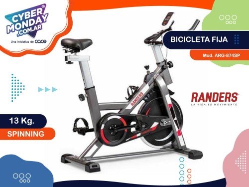 Bicicleta Fija  Spinning  Mod. ARG-874SP, Rueda Inercia 13 kg, Randers