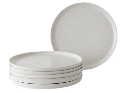 Plato Playo Porcelana Fushion Blanco 25 cm 6 Piezas