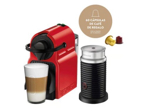 Cafetera Nespresso Inissia Roja + Aeroccino A3C40-AR-RE-NE