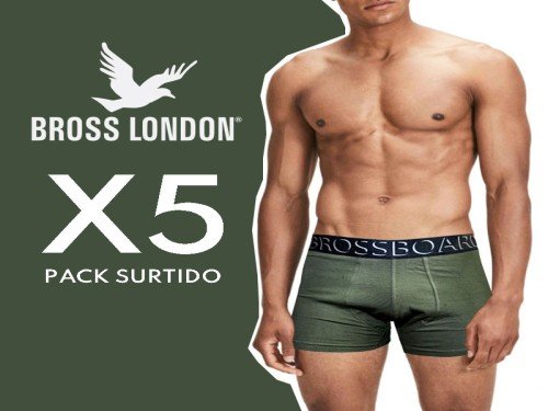 Pack X5 Bóxer Hombre Lisos Bross