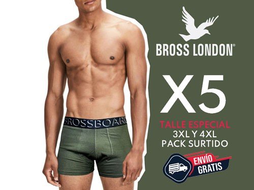 Pack X5 Bóxer Hombre Lisos Talles Especiales Bross